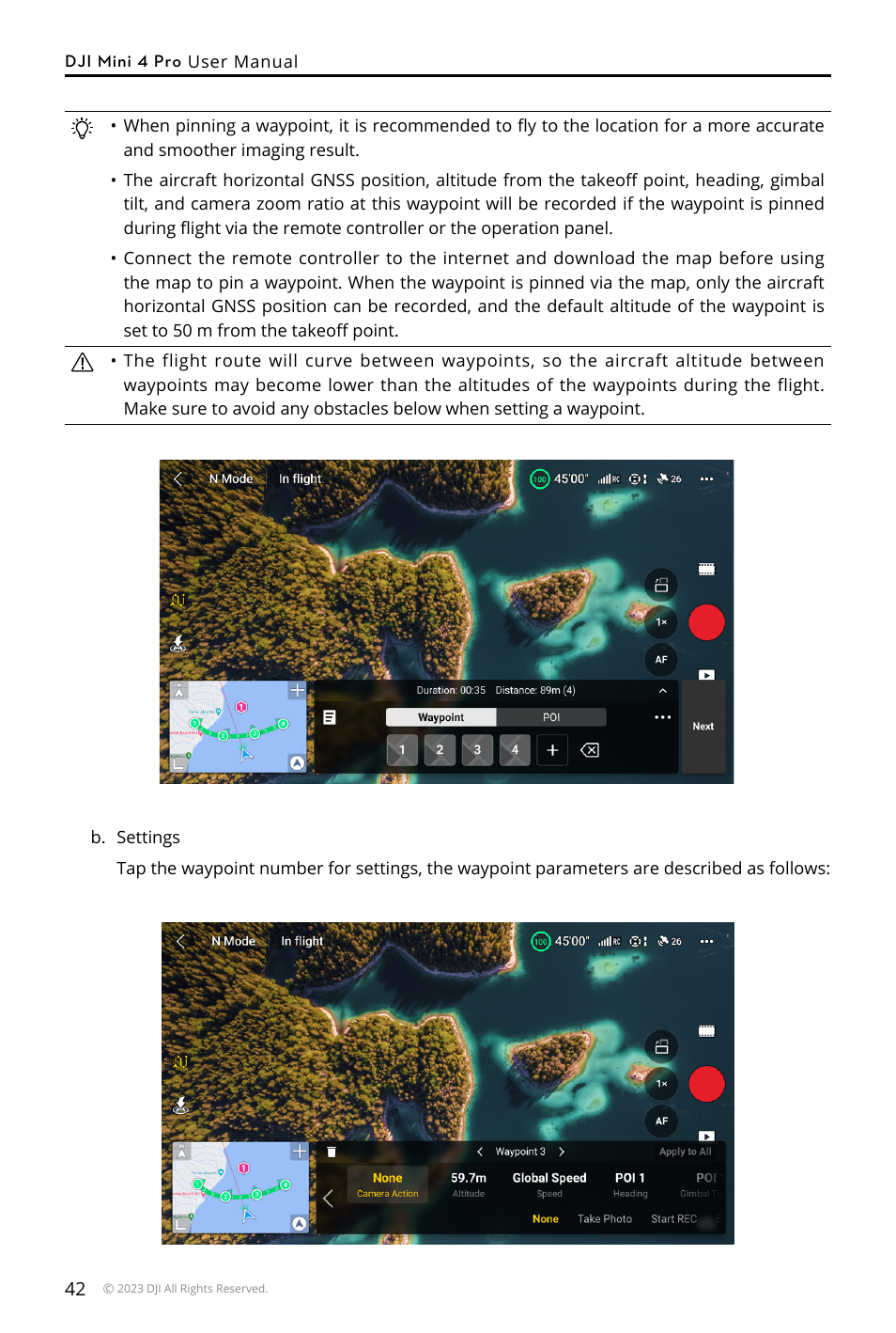 DJI Mini 4 Pro Drone Fly More Combo Plus with RC 2 Controller User Manual | Page 42 / 116