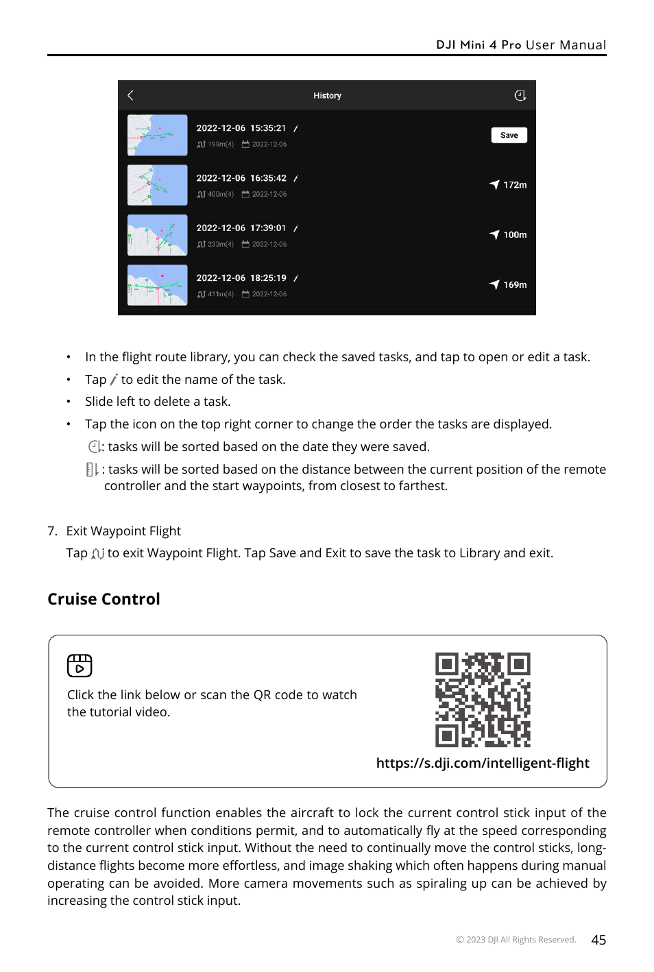 Cruise control | DJI Mini 4 Pro Drone Fly More Combo Plus with RC 2 Controller User Manual | Page 45 / 116