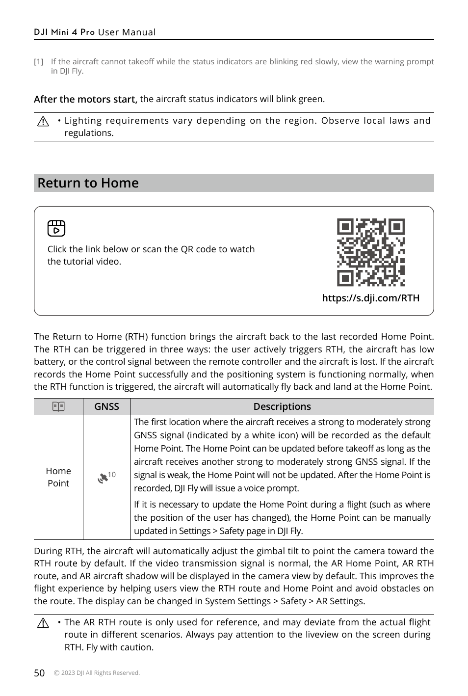 Return to home | DJI Mini 4 Pro Drone Fly More Combo Plus with RC 2 Controller User Manual | Page 50 / 116