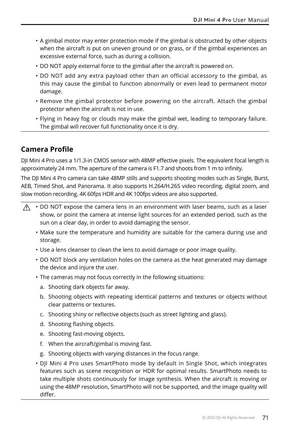 Camera profile | DJI Mini 4 Pro Drone Fly More Combo Plus with RC 2 Controller User Manual | Page 71 / 116