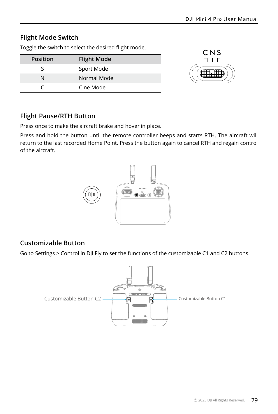 C n s | DJI Mini 4 Pro Drone Fly More Combo Plus with RC 2 Controller User Manual | Page 79 / 116