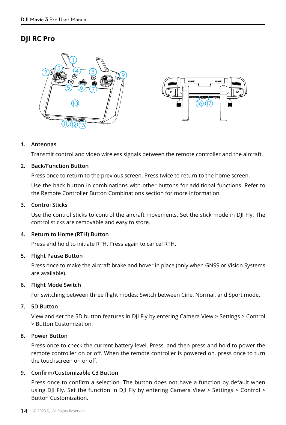 Dji rc pro | DJI Mavic 3 Pro Drone with Fly More Combo & RC User Manual | Page 14 / 115