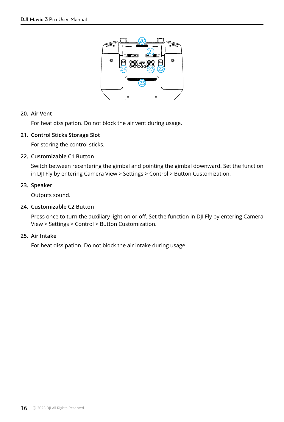 DJI Mavic 3 Pro Drone with Fly More Combo & RC User Manual | Page 16 / 115