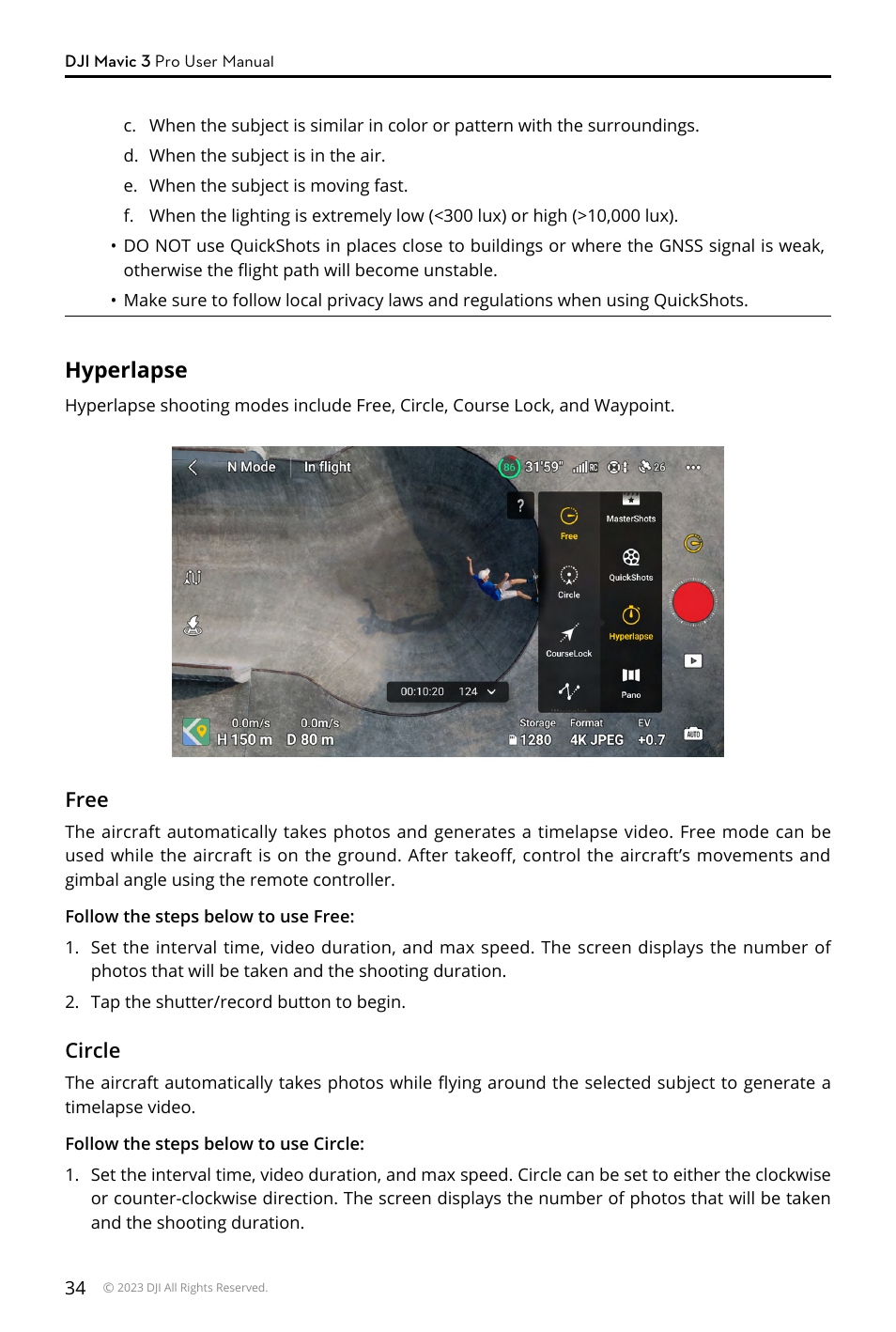 Hyperlapse | DJI Mavic 3 Pro Drone with Fly More Combo & RC User Manual | Page 34 / 115