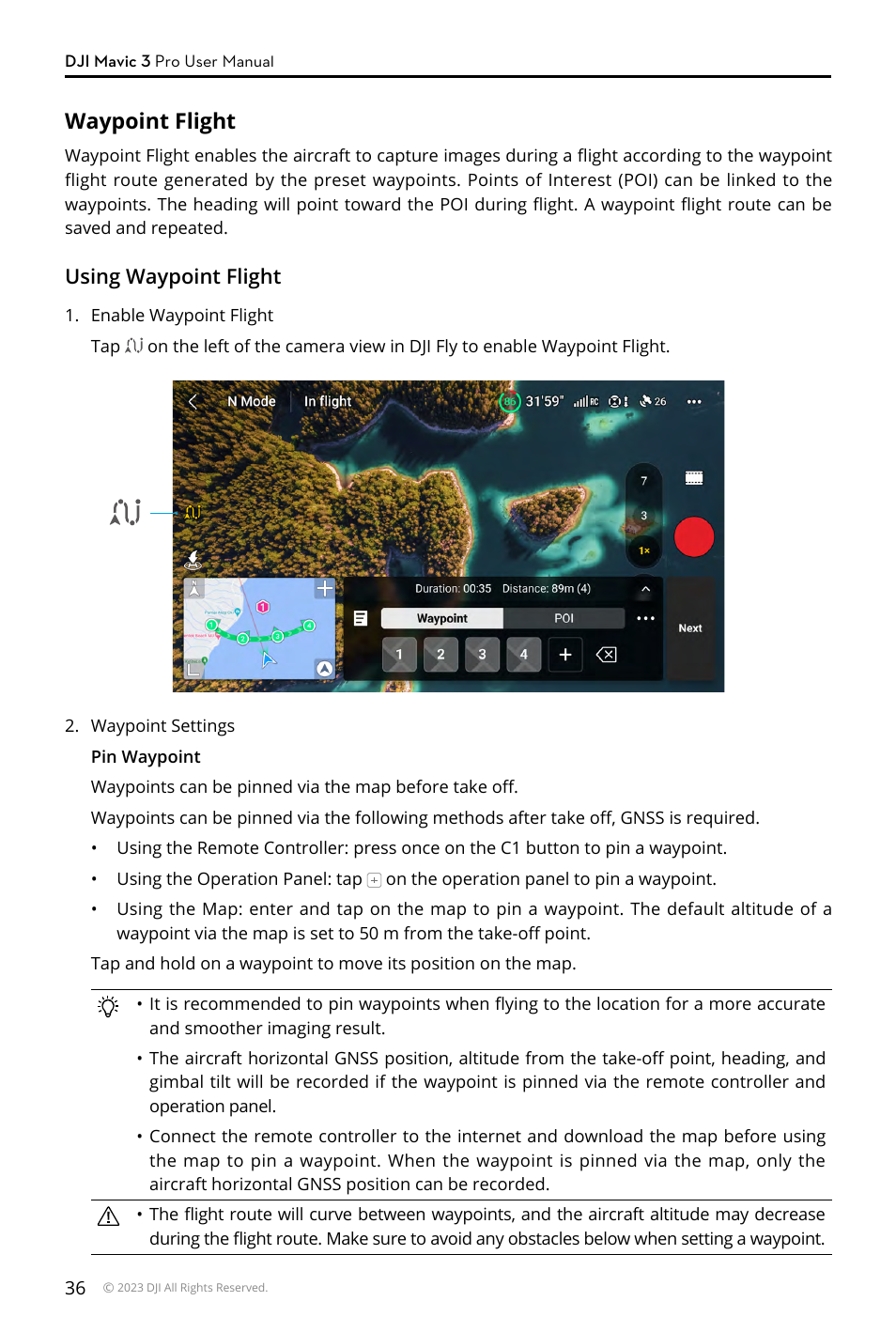 Waypoint flight | DJI Mavic 3 Pro Drone with Fly More Combo & RC User Manual | Page 36 / 115
