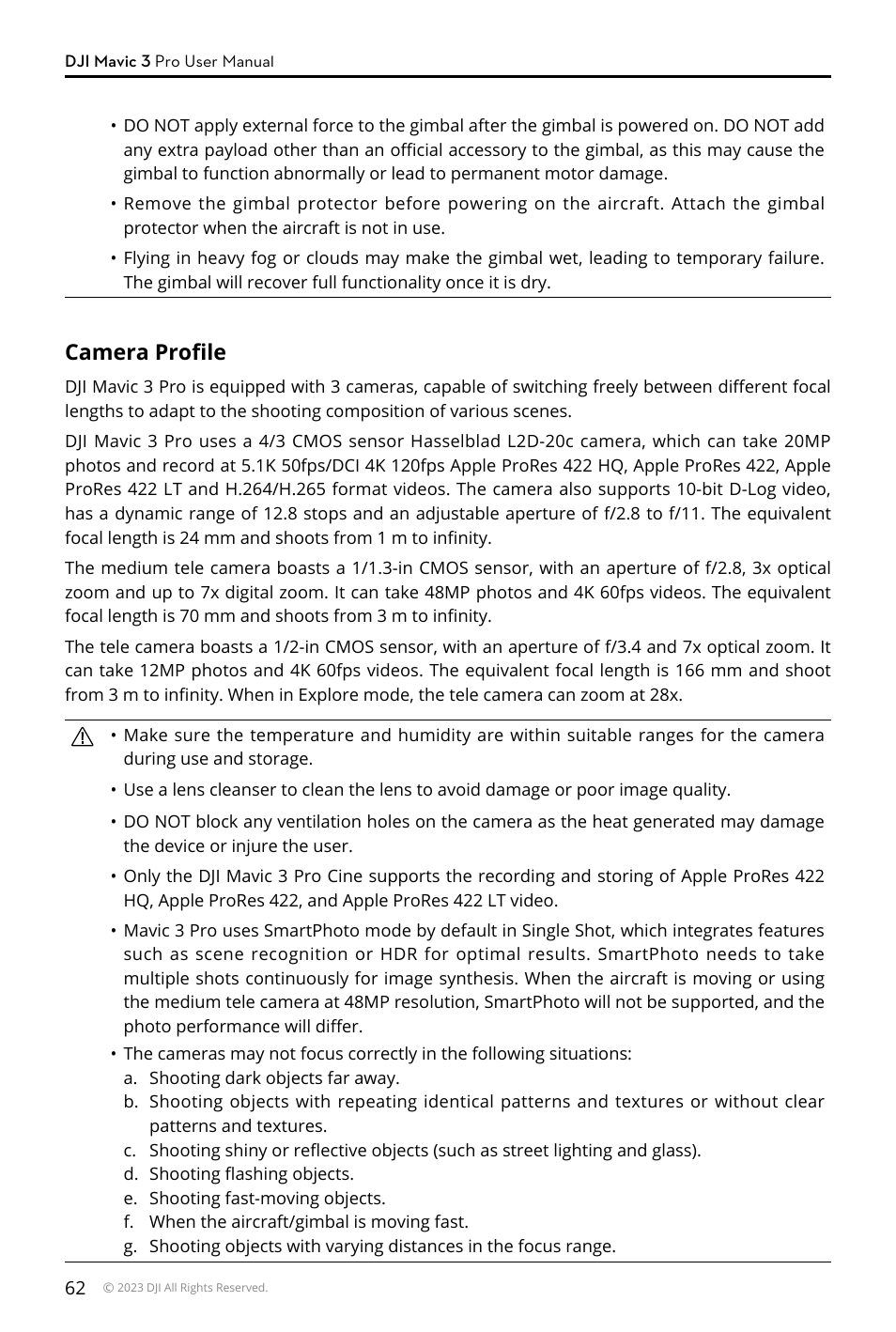 Camera profile | DJI Mavic 3 Pro Drone with Fly More Combo & RC User Manual | Page 62 / 115