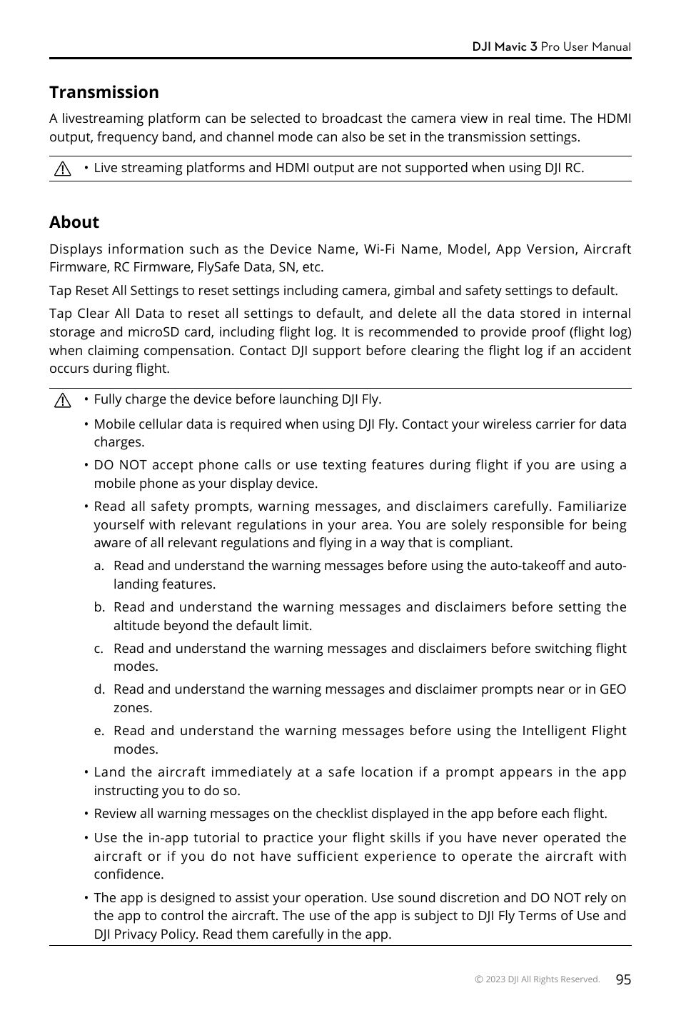 Transmission, About | DJI Mavic 3 Pro Drone with Fly More Combo & RC User Manual | Page 95 / 115