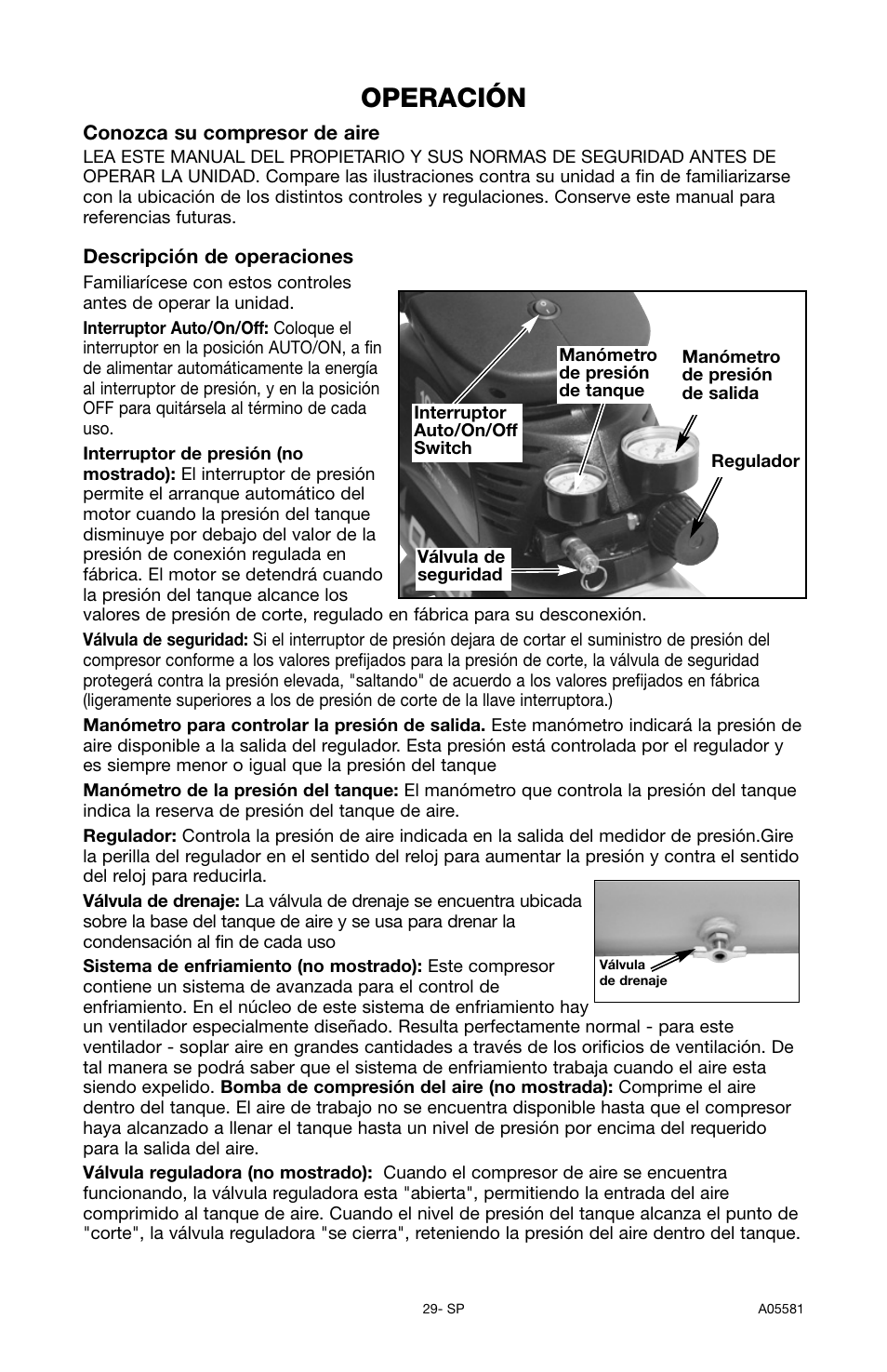 Operación | Delta ShopMaster CP201 User Manual | Page 29 / 56
