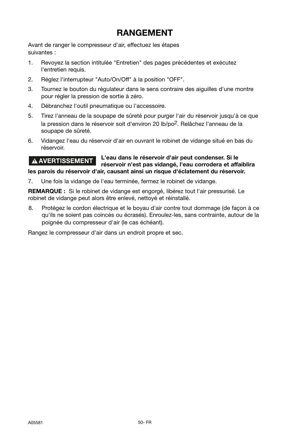 Rangement | Delta ShopMaster CP201 User Manual | Page 50 / 56