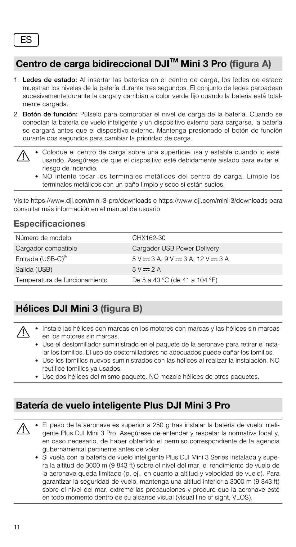 Mini 3 pro two-way charging hub (figure a), Dji mini 3 propellers (figure b), Dji mini 3 pro intelligent flight battery plus | Centro de carga bidireccional dji, Mini 3 pro (figura a), Hélices dji mini 3 (figura b), Batería de vuelo inteligente plus dji mini 3 pro | DJI Mini 3 Drone with RC Remote (Fly More Combo) User Manual | Page 12 / 32