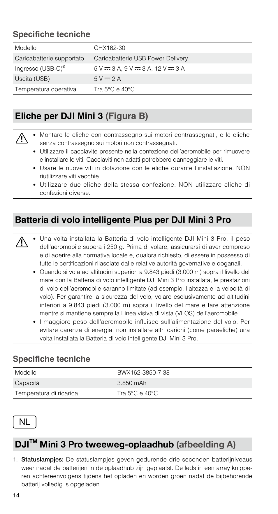 Mini 3 pro 2way a, Dji mini 3 b, Eliche per dji mini 3 (figura b) | Mini 3 pro tweeweg-oplaadhub (afbeelding a) | DJI Mini 3 Drone with RC Remote (Fly More Combo) User Manual | Page 15 / 32