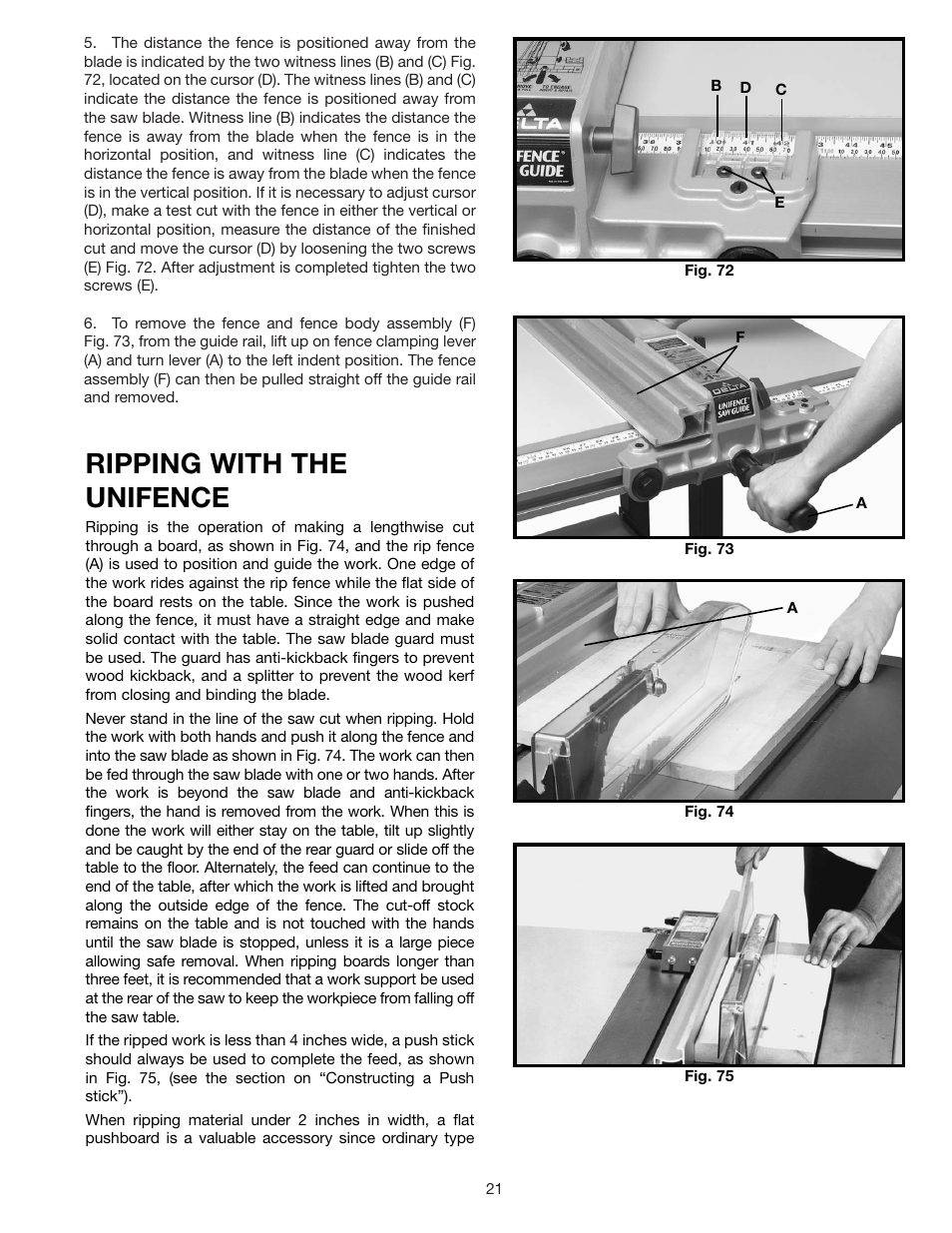 Ripping with the unifence | Delta 36-841 User Manual | Page 21 / 40