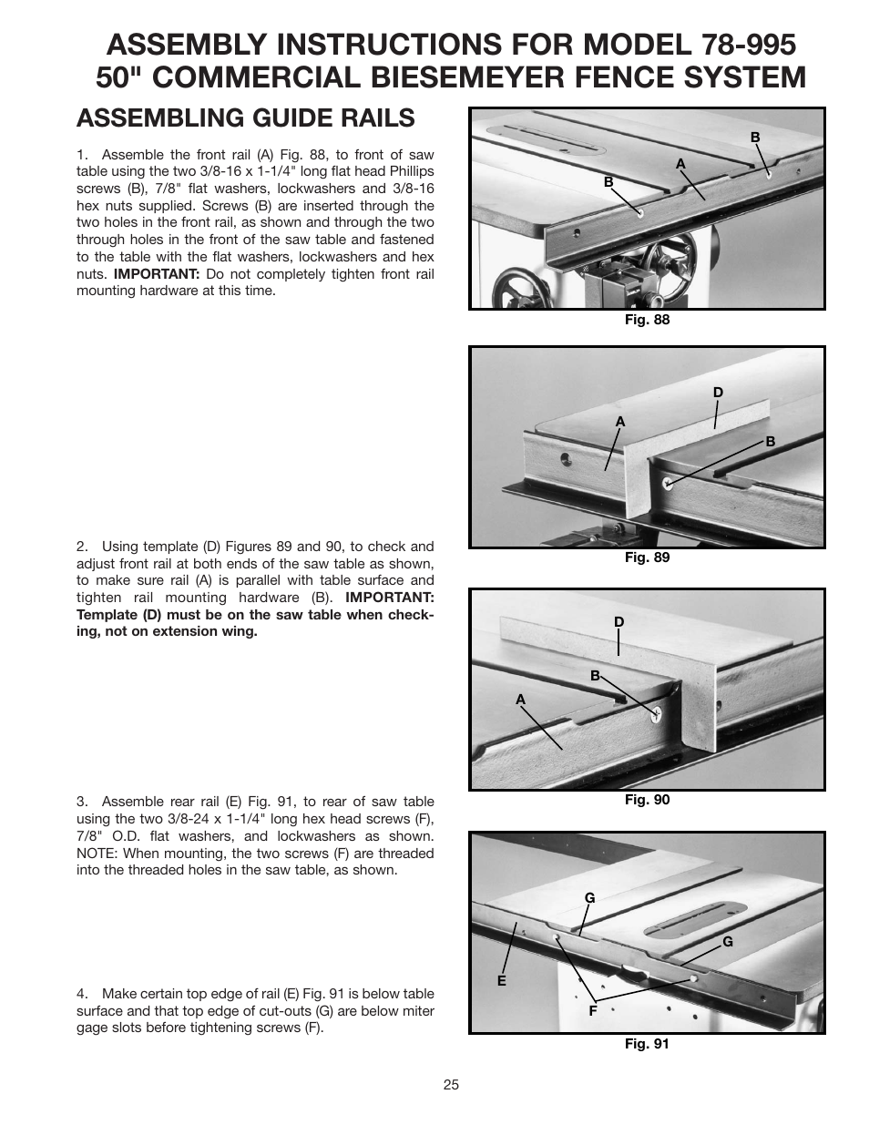Assembling guide rails | Delta 36-841 User Manual | Page 25 / 40