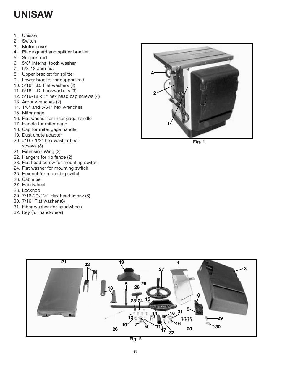 Unisaw | Delta 36-841 User Manual | Page 6 / 40