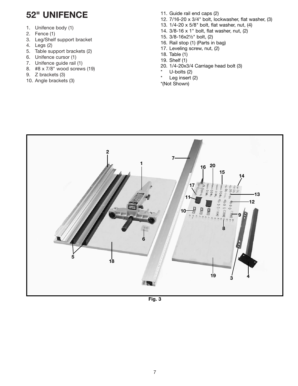 52" unifence | Delta 36-841 User Manual | Page 7 / 40