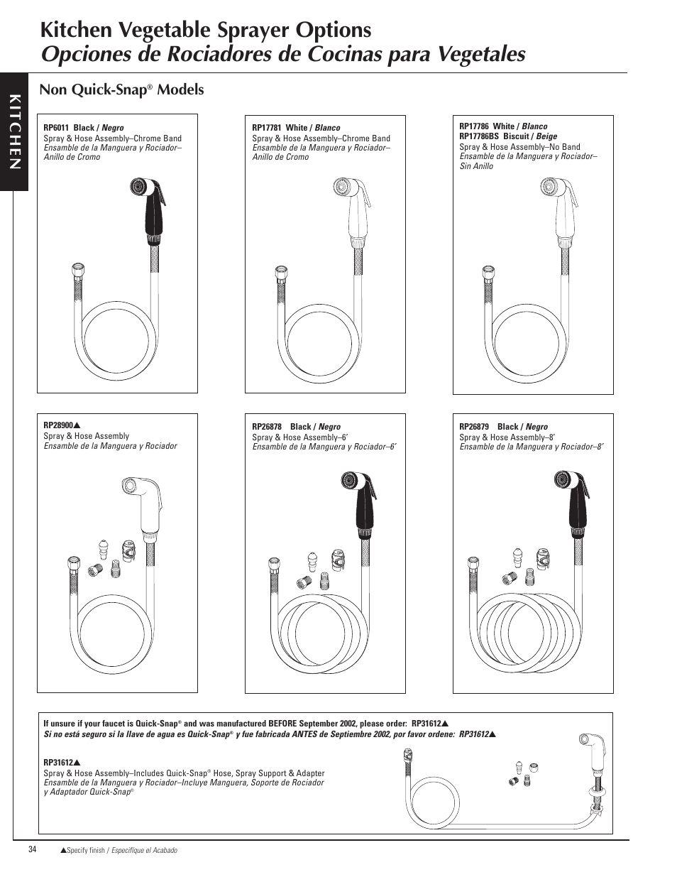 Kitchen non quick-snap, Models | Delta 181 User Manual | Page 2 / 2