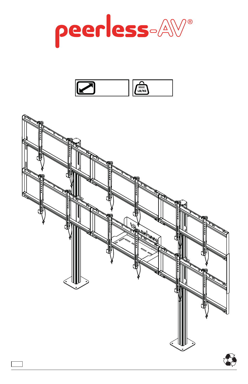 Peerless-AV Modular Video Wall Pedestal Mount for 46 to 55" Displays (3x2 Configuration) User Manual | 20 pages