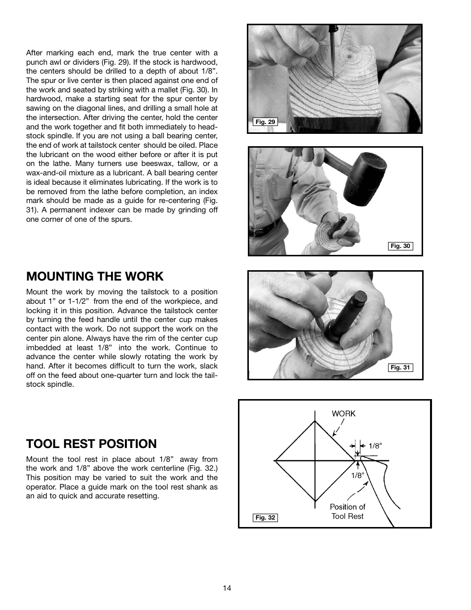 Tool rest position, Mounting the work | Delta 46-755X User Manual | Page 14 / 24