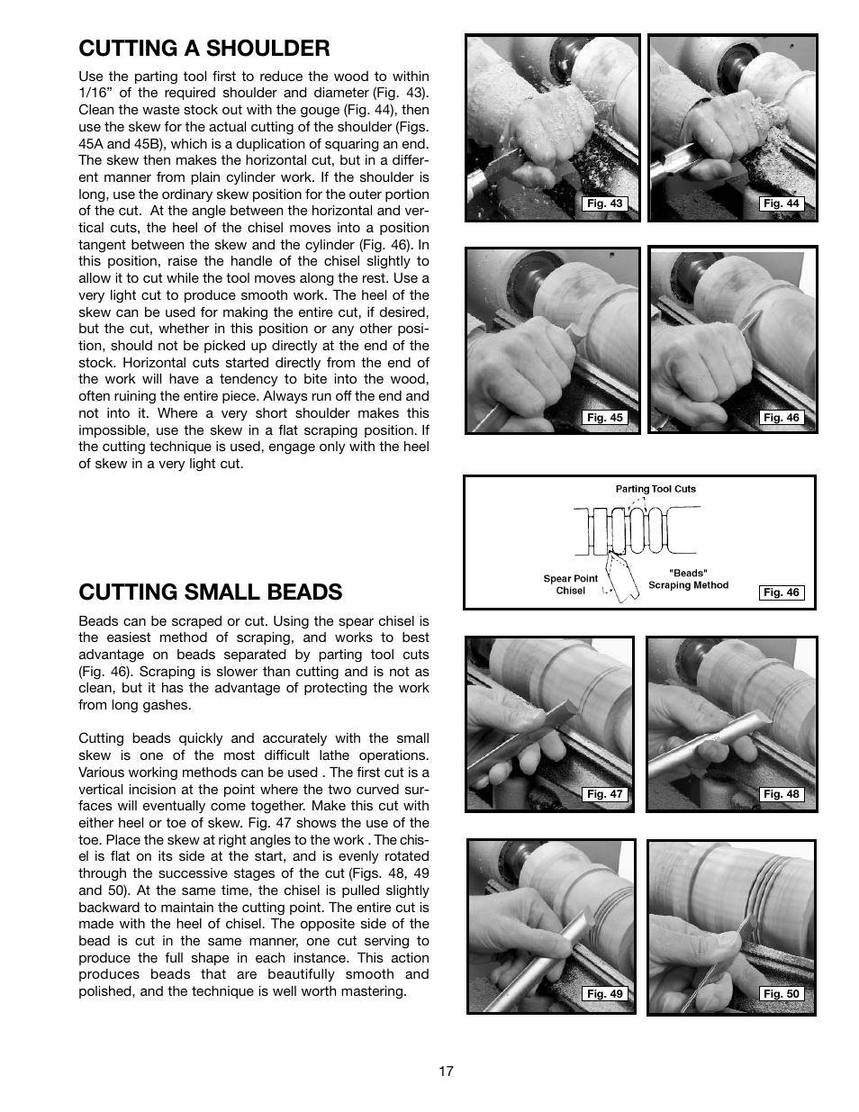 Cutting a shoulder, Cutting small beads | Delta 46-755X User Manual | Page 17 / 24