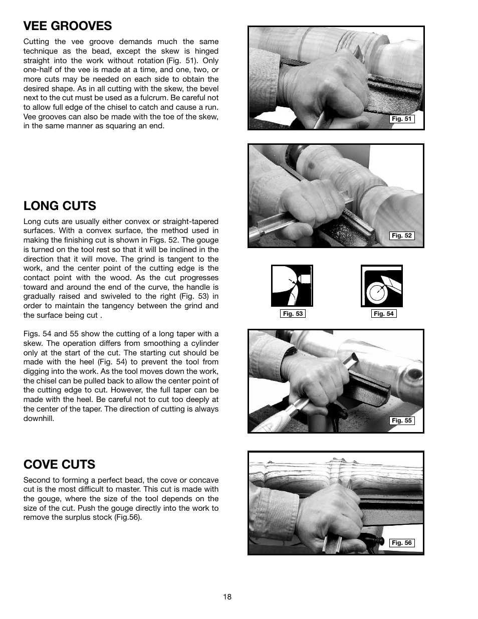 Vee grooves, Long cuts, Cove cuts | Delta 46-755X User Manual | Page 18 / 24