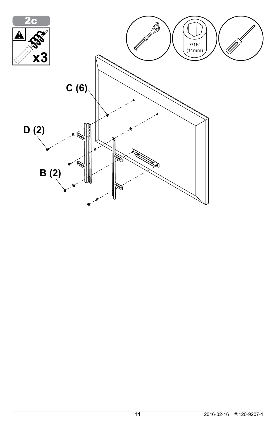 2c d (2) b (2) c (6) | Peerless-AV ACC-LGOLED Adapter Bracket for Select OLED TVs User Manual | Page 11 / 16