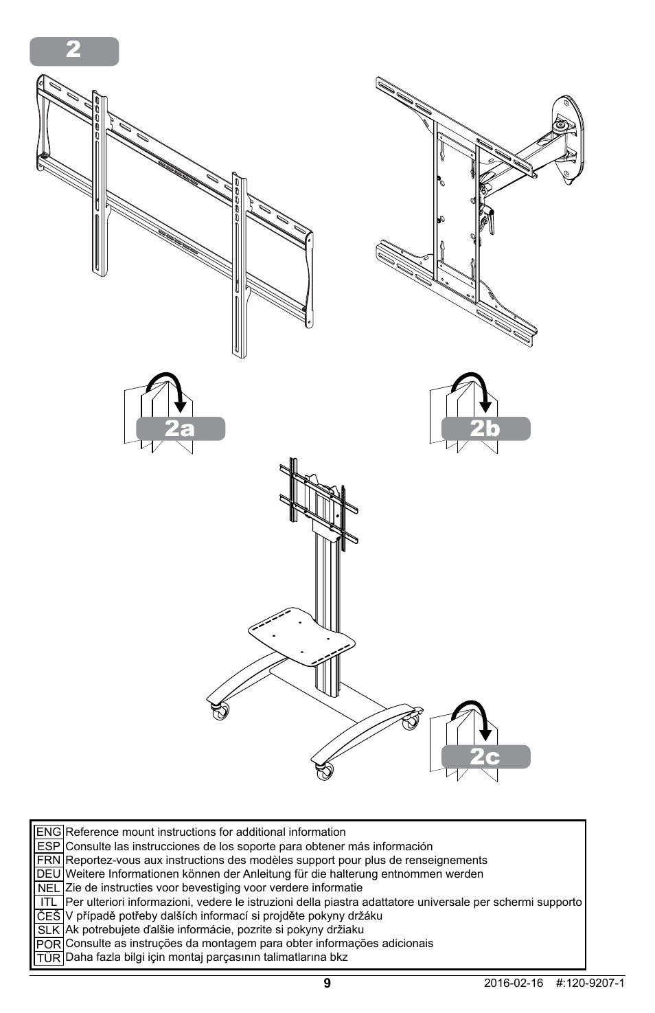 2b 2a 2c | Peerless-AV ACC-LGOLED Adapter Bracket for Select OLED TVs User Manual | Page 9 / 16