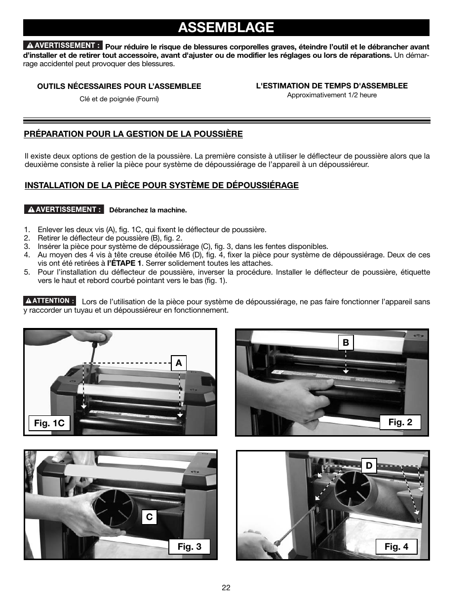 Assemblage | Delta 13" PORTABLE PLANER 22-590 User Manual | Page 22 / 52