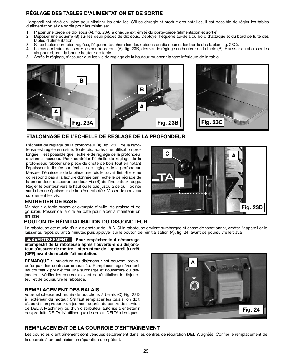 Delta 13" PORTABLE PLANER 22-590 User Manual | Page 29 / 52