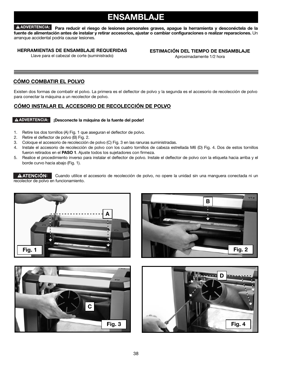 Ensamblaje | Delta 13" PORTABLE PLANER 22-590 User Manual | Page 38 / 52