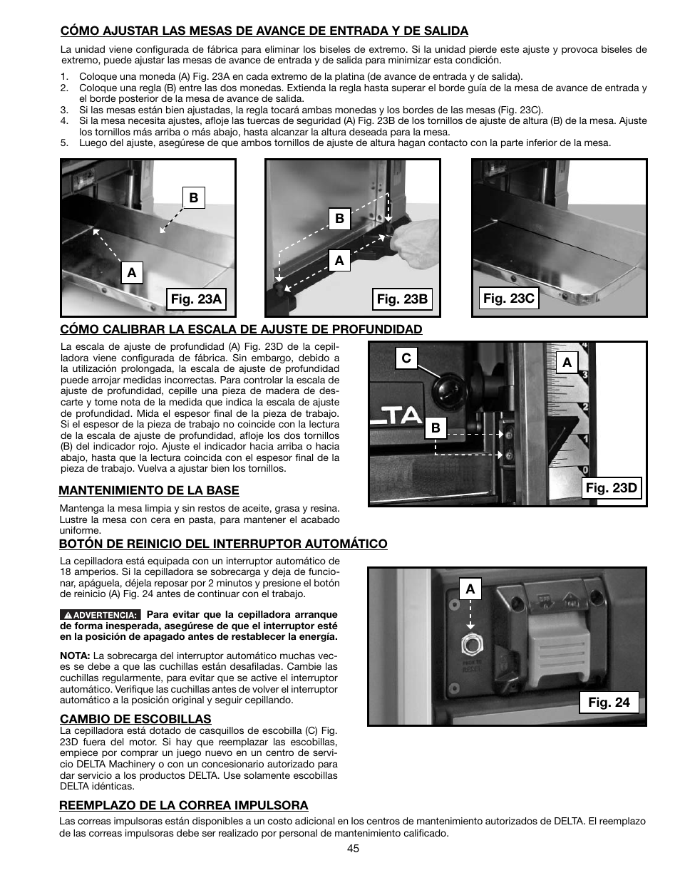 Delta 13" PORTABLE PLANER 22-590 User Manual | Page 45 / 52