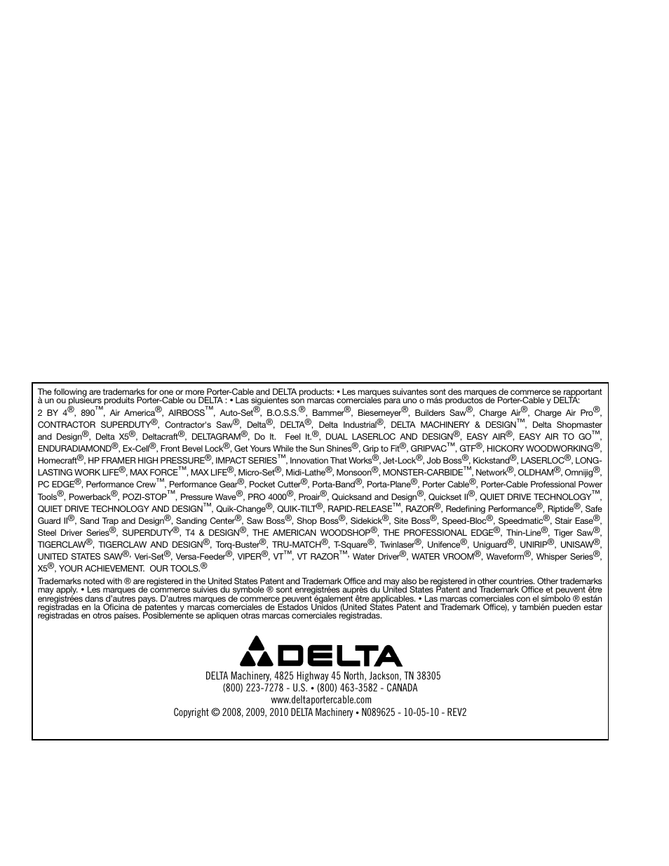 Delta 13" PORTABLE PLANER 22-590 User Manual | Page 52 / 52
