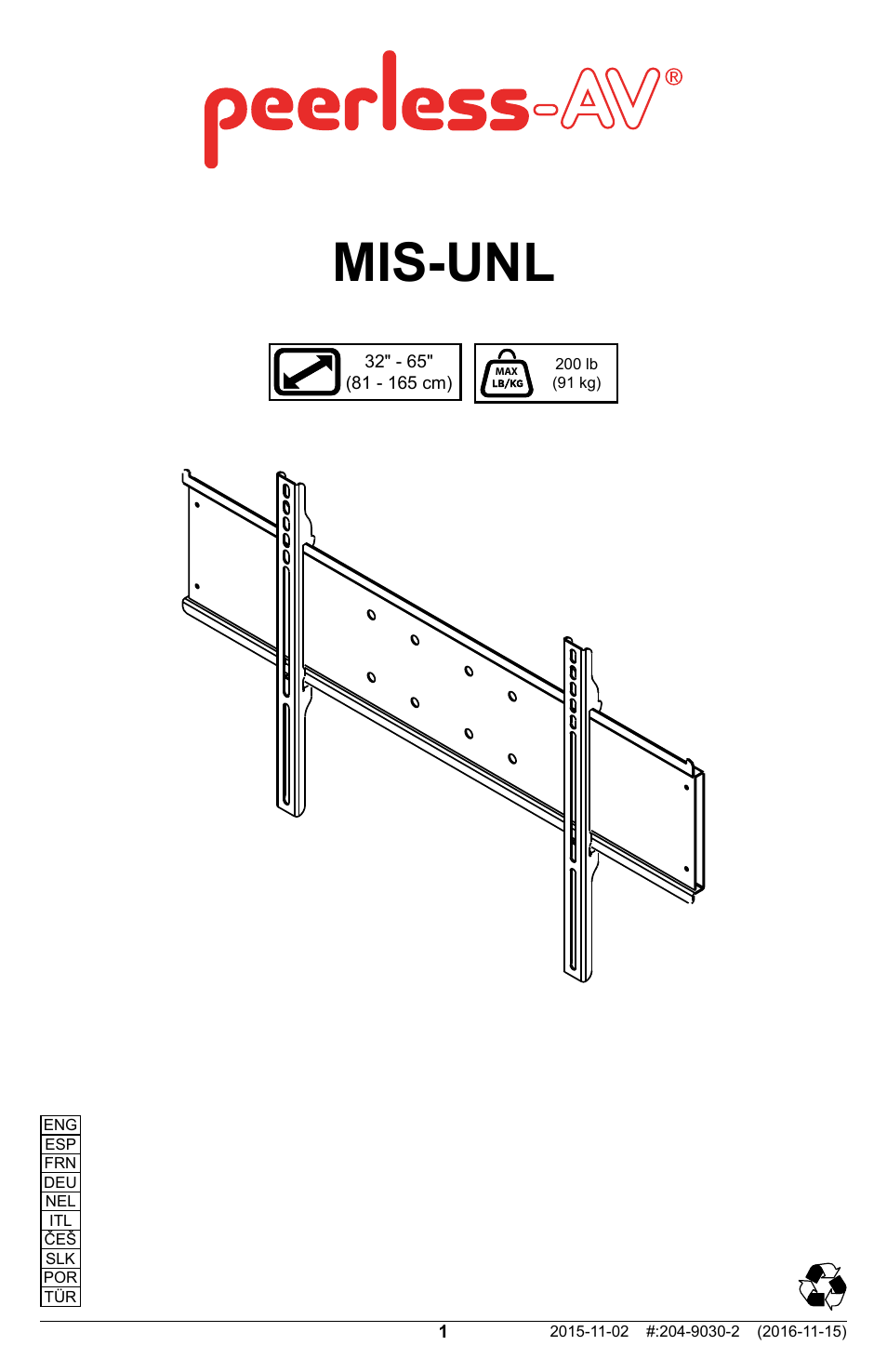 Peerless-AV Universal Display Adapter Plate User Manual | 12 pages