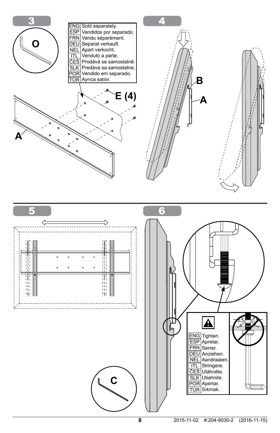 4a 3 a e (4) o | Peerless-AV Universal Display Adapter Plate User Manual | Page 8 / 12