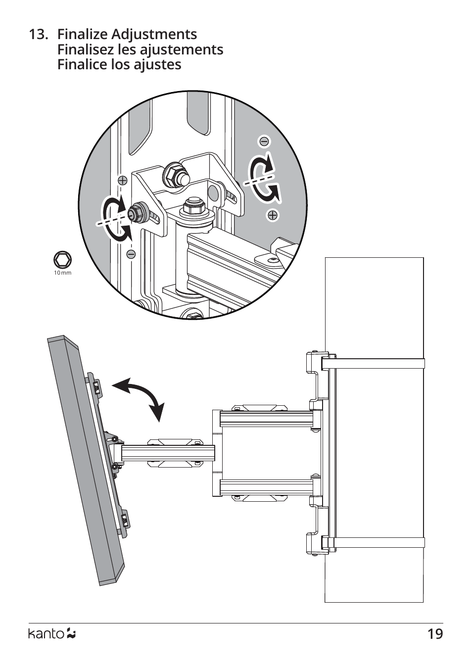 Kanto Living PSC350 Full-Motion Column & Pillar Mount for 37 to 75" Displays User Manual | Page 19 / 24