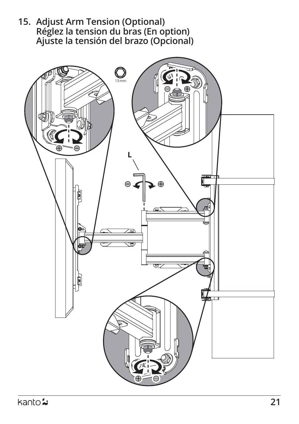 Kanto Living PSC350 Full-Motion Column & Pillar Mount for 37 to 75" Displays User Manual | Page 21 / 24