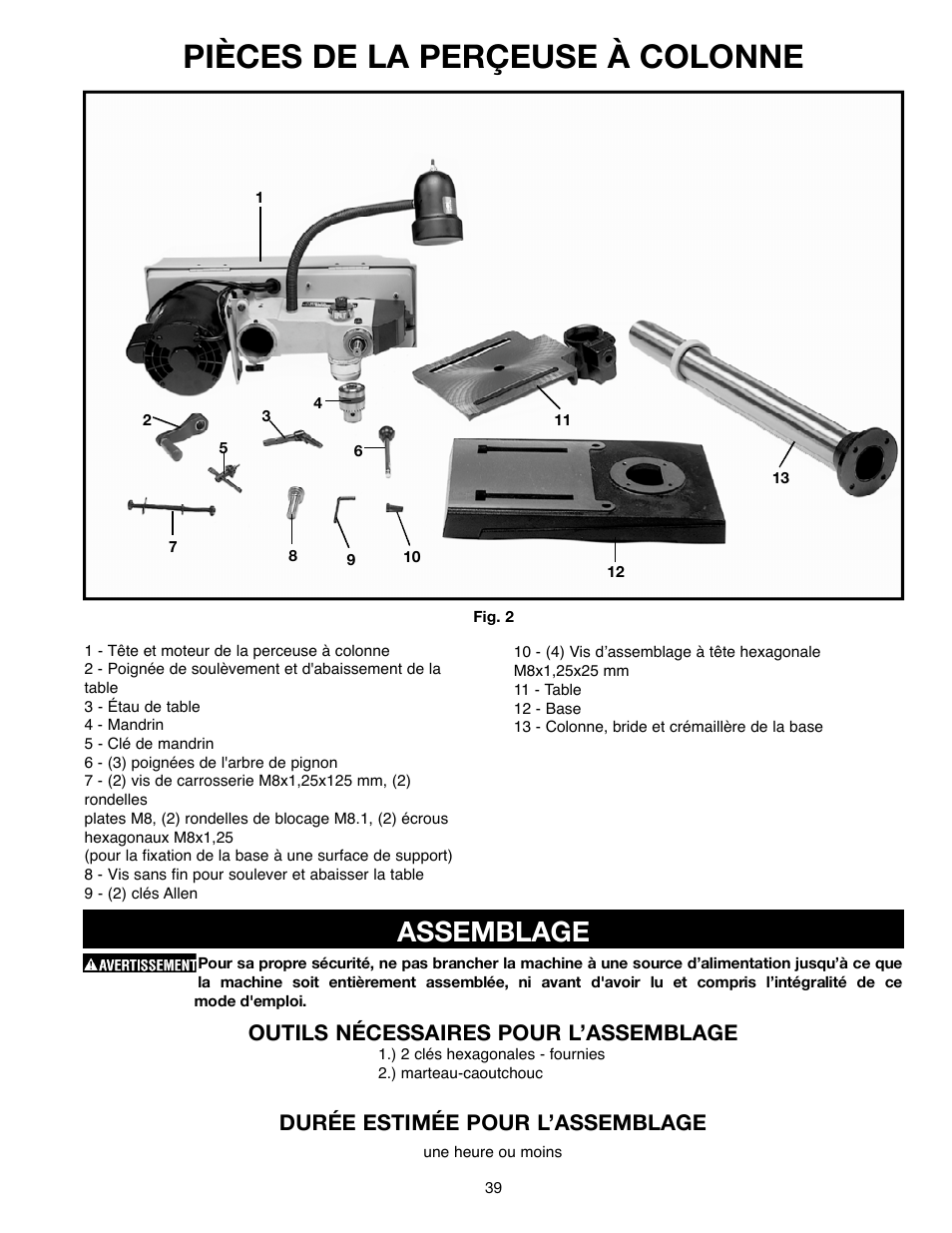 Pièces de la perçeuse à colonne | Delta ShopMaster 638517-00 User Manual | Page 39 / 51