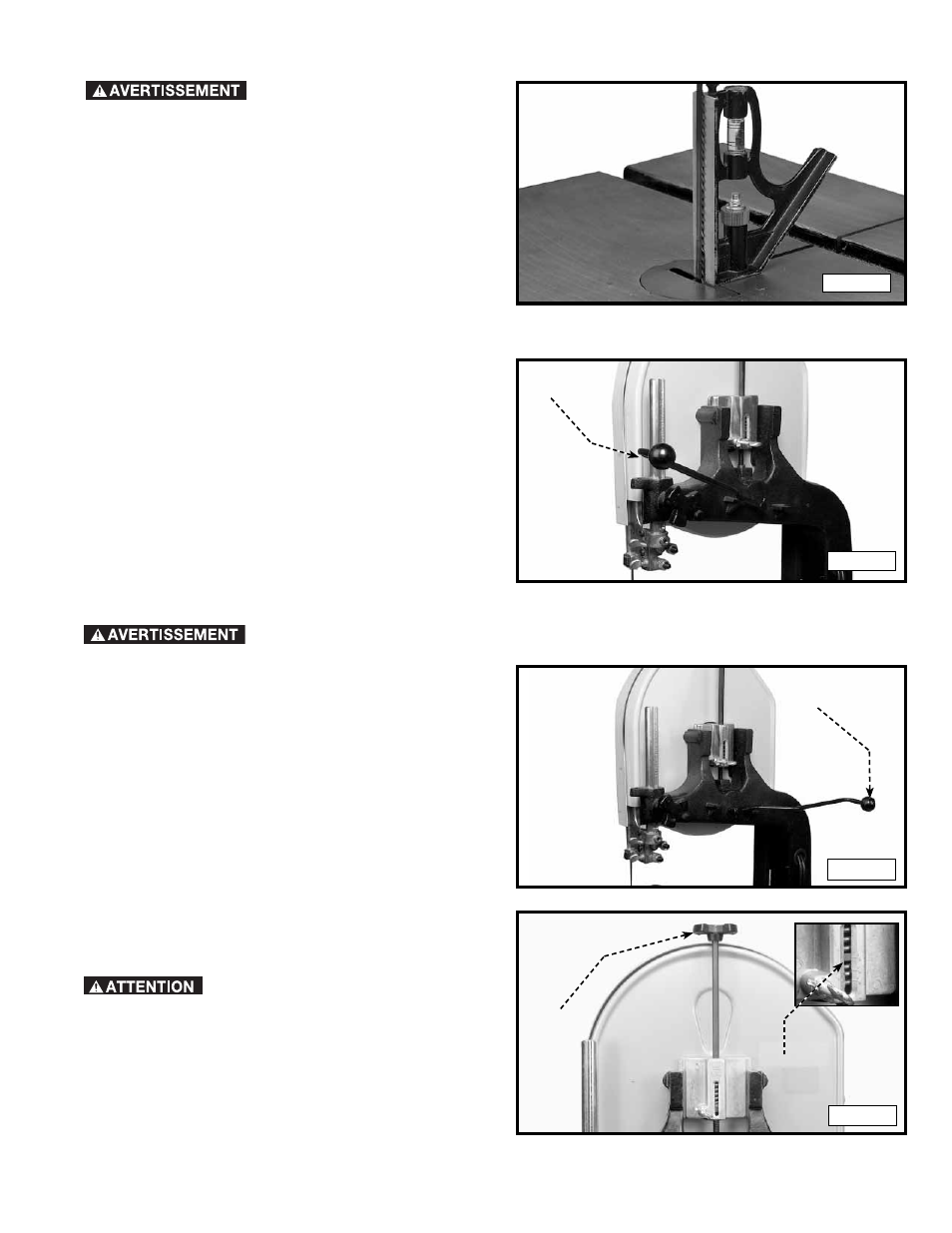 Réglage de la butée de la table, Réglage de la tension de lame | Delta 28-276 User Manual | Page 41 / 72