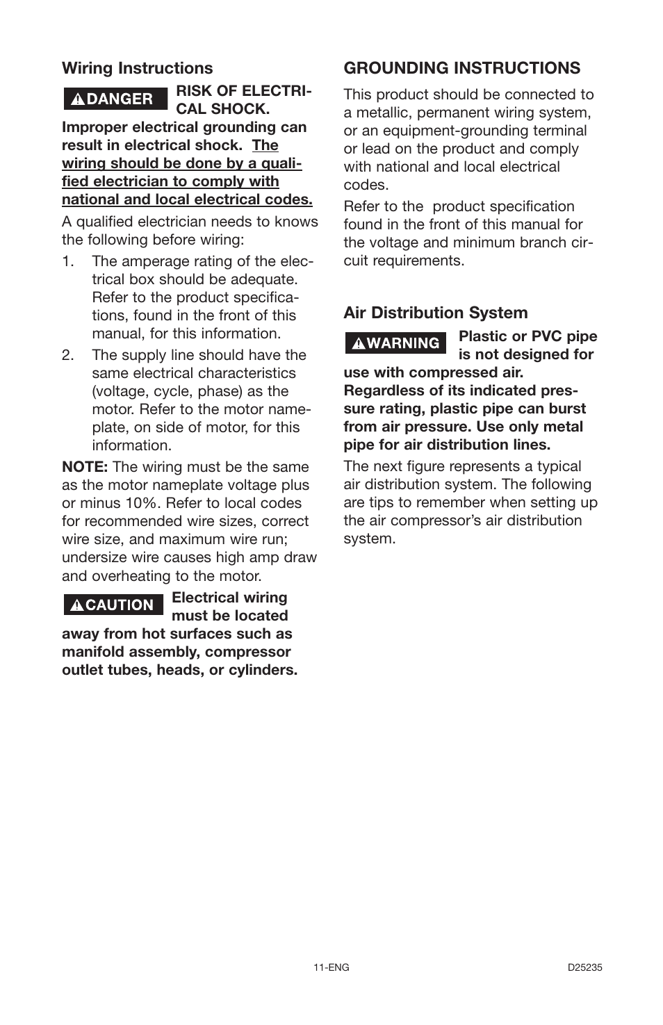 Delta OILLUBE AIR COMPRESSOR DLKC6580V2 User Manual | Page 11 / 30