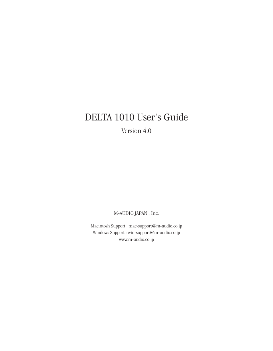 Delta 1010 User Manual | 48 pages