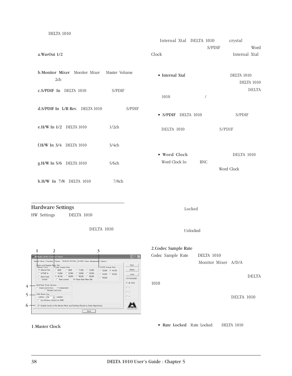 Hardware settings | Delta 1010 User Manual | Page 38 / 48