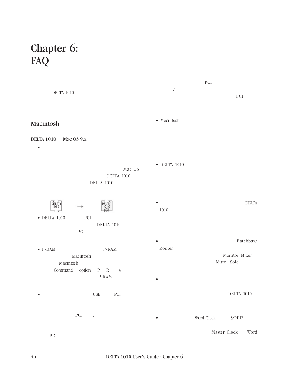 Chapter 6: faq, Macintosh | Delta 1010 User Manual | Page 44 / 48