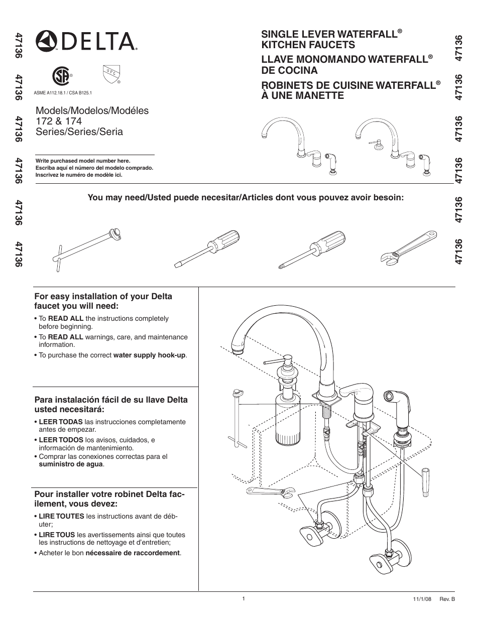 Delta 172 Series User Manual | 8 pages