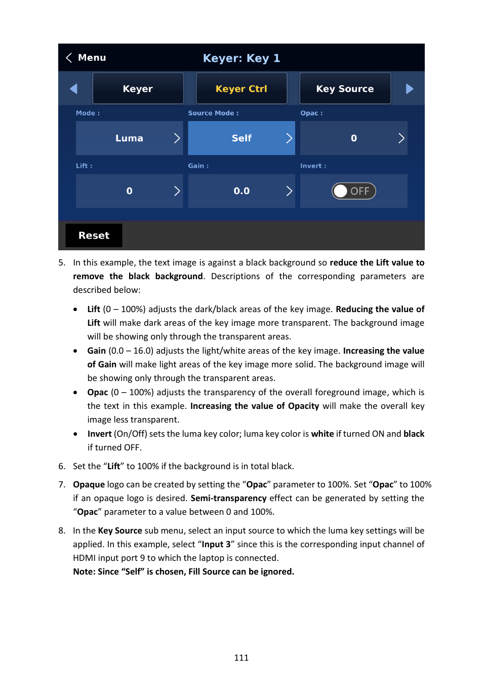 Datavideo SE-4000 8-Channel 4K Video Switcher User Manual | Page 111 / 128