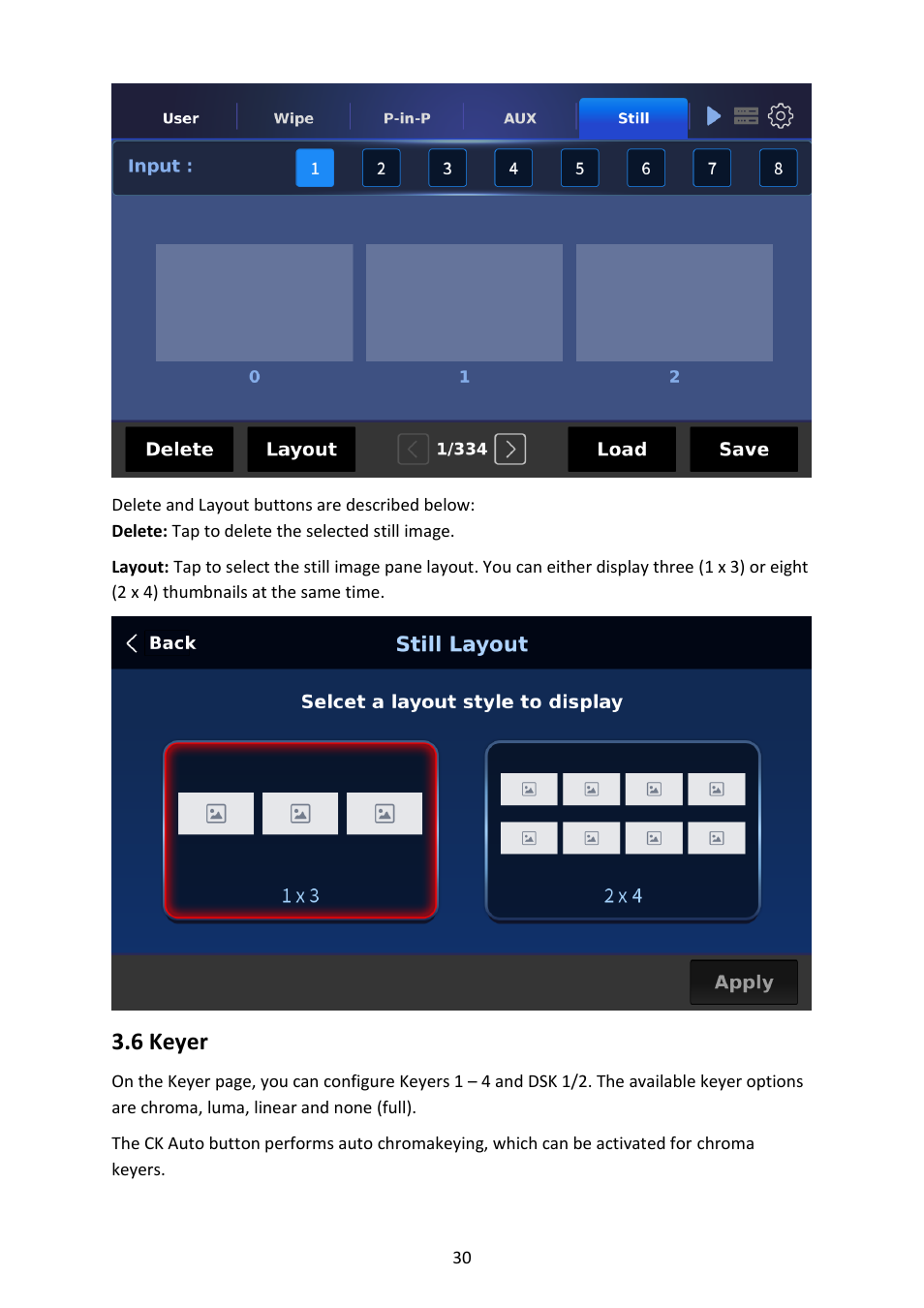 6 keyer, Eyer | Datavideo SE-4000 8-Channel 4K Video Switcher User Manual | Page 30 / 128