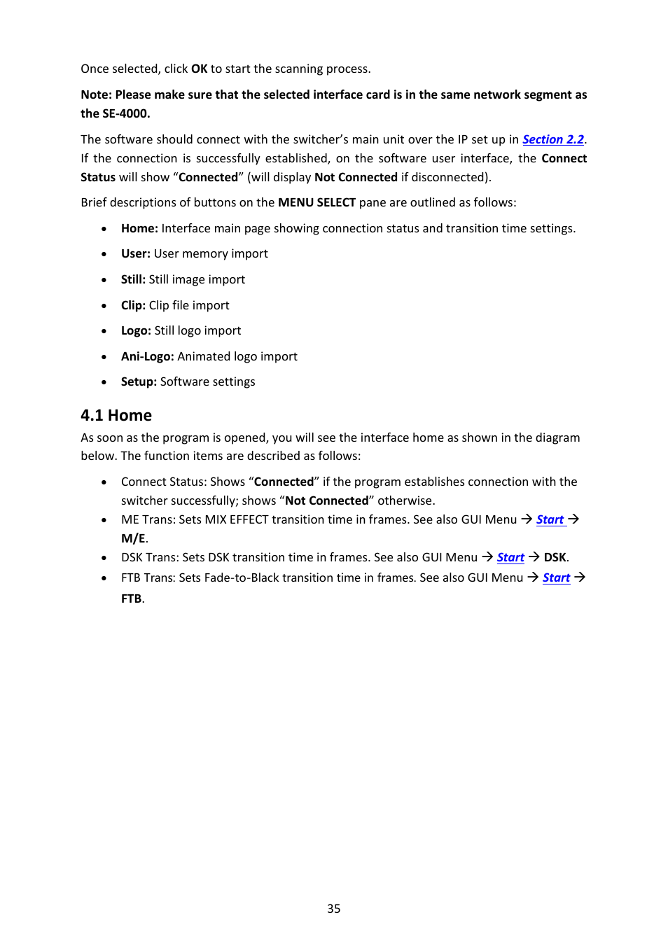 1 home | Datavideo SE-4000 8-Channel 4K Video Switcher User Manual | Page 35 / 128