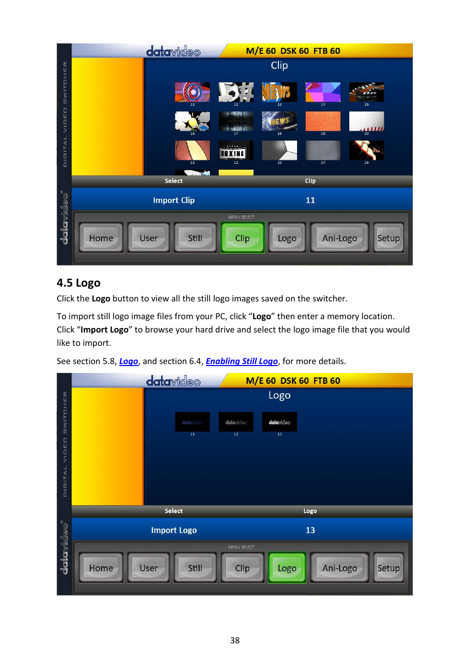 5 logo | Datavideo SE-4000 8-Channel 4K Video Switcher User Manual | Page 38 / 128