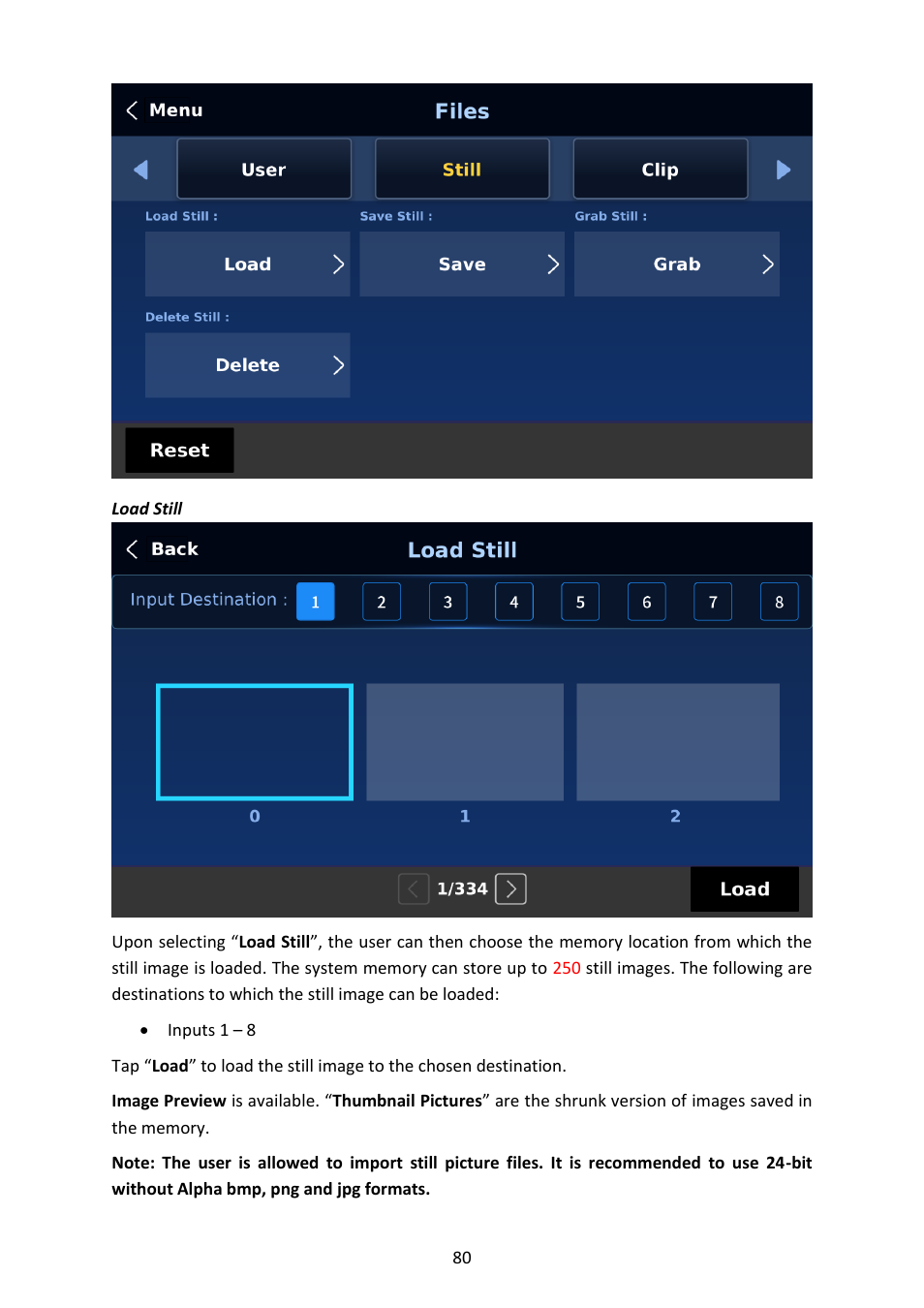 Load still | Datavideo SE-4000 8-Channel 4K Video Switcher User Manual | Page 80 / 128