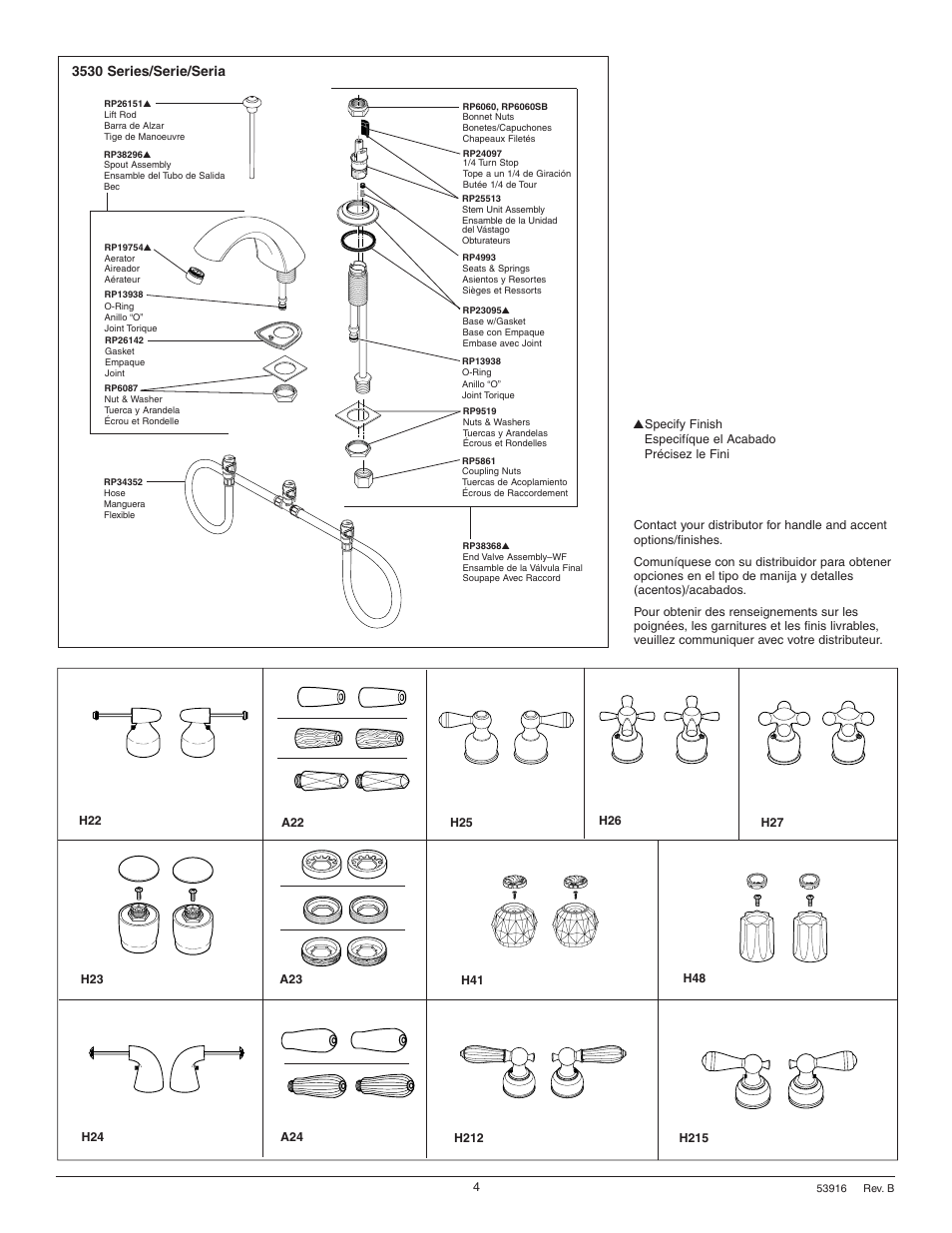 3530 series/serie/seria | Delta 3543 Series User Manual | Page 4 / 8