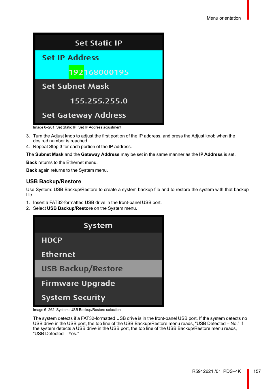 Usb backup/restore | Barco PDS-4K HDMI Presentation Switcher User Manual | Page 157 / 224