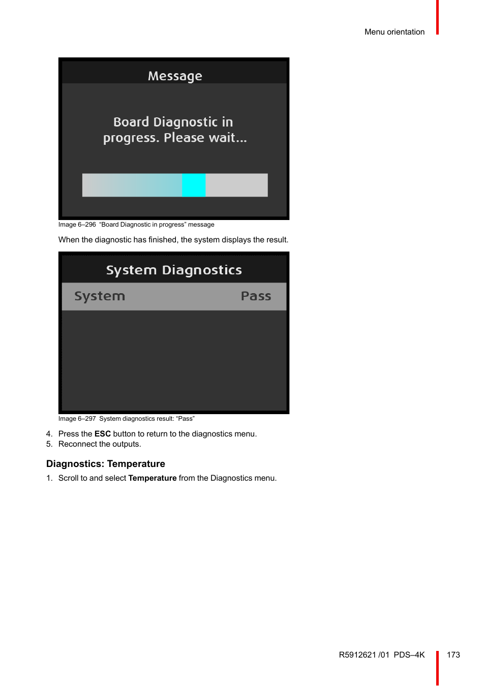 Diagnostics: temperature | Barco PDS-4K HDMI Presentation Switcher User Manual | Page 173 / 224